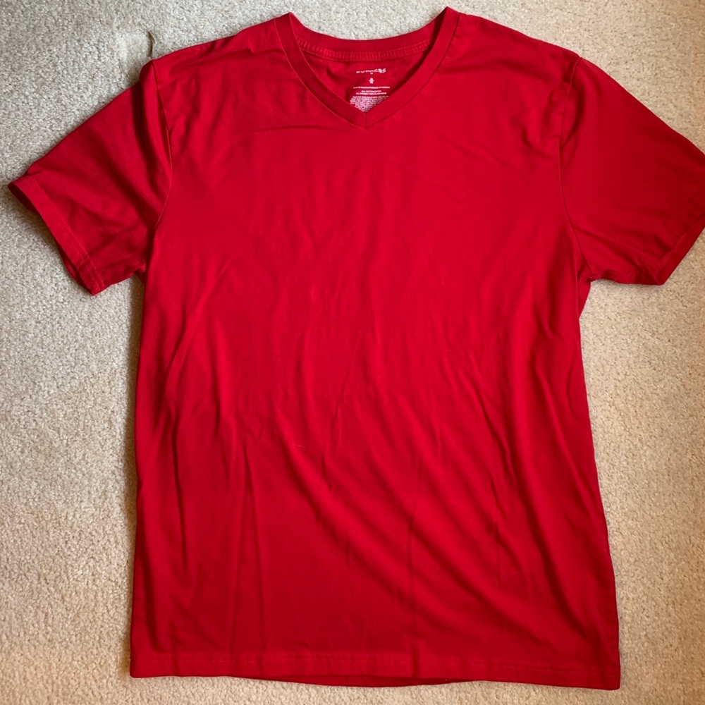 Express Mens Red V-Neck S/S Shirt Size XL